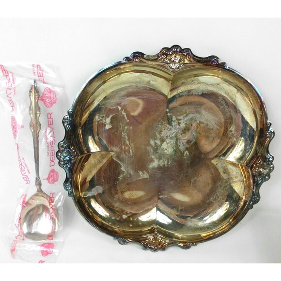 Vintage Empress International Deep Silver 2 Piece Party Set 7 In Tray Spoon Box - Picture 2 of 4